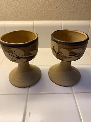Vintage Pacific Stoneware Pottery Goblets ~ Set Of 2 ~ Signed B. Welsh 1972 • $35
