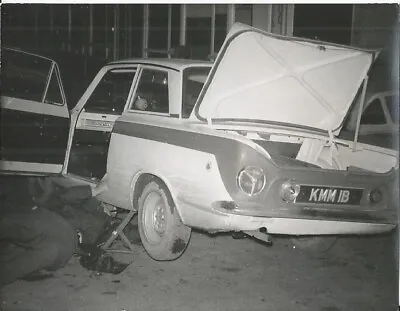 LOTUS CORTINA MK 1 RALLY CAR 'KMM 1B' 1960s B/W PHOTOGRAPH • £8.99