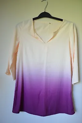 $9.99 • Buy Tobi Ombre Dip Dye Long Sleeve Tunic Top Shirt Size S 3/4 Sleeve Made In USA