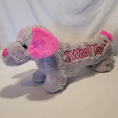 HugFun Cotton Candy Grey Dog Plush Dachshund Wiener Stuffed Animal Toy 16   • $12