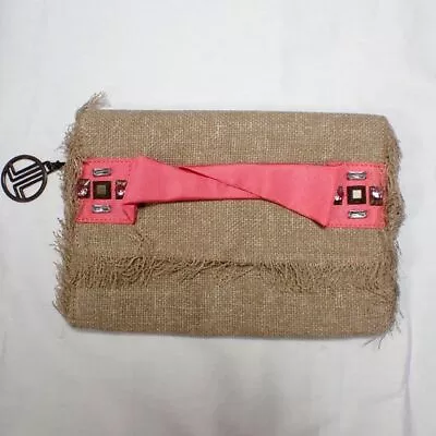 [Pre-Owned] LANVIN Women's Hemp Clutch Bag - Beige/Pink • £37.59