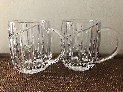 Mikasa Crystal Uptown 4 1/2  Mug Vertical & Swirl Cut -Set Of 2 VGC • $45