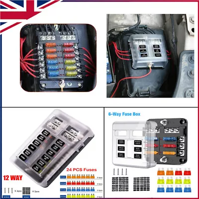 £9.99 • Buy 6/12Way 12V 24V Blade Fuse Box Holder & Standard Blade Fuses For Car Camper Van