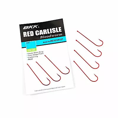 BKK Red Carlise Long Shank Bloodworm Hook Pack • $6.49