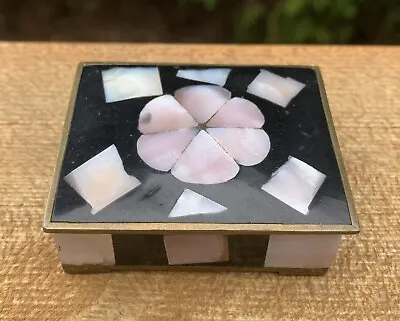 Vintage Handcrafted Metal Trinket Box With Sea Shell Accent Made In Mexico • $12.50