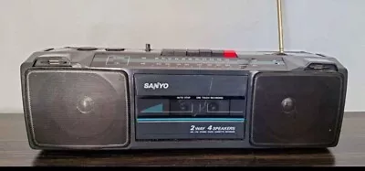 Vintage Sanyo M7024A Boombox AM/FM Cassette 2 Way 4 Speakers SEE VIDEO • $29