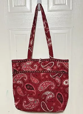 VERA BRADLEY Retired Mesa Red Paisley Quilted Tote Shoulder Bag Purse Toggle • $14