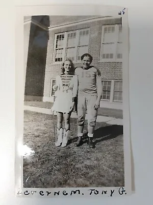 Majorette Girl Football Player In Uniform High School Couple Old Photo 4.5x3 • $6