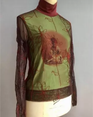 Kenzo Jungle Mesh Turtleneck  Longsleeve Vintage Lana Wool Y2k Women Size S M • $80
