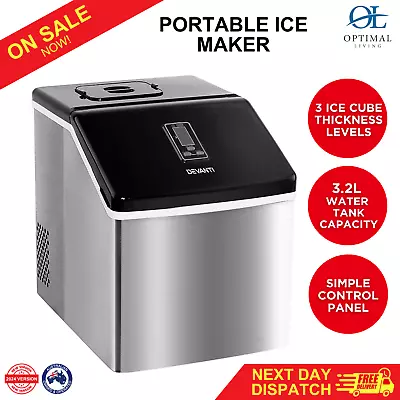 Devanti 3.2L Portable Ice Maker Commercial Ice Cube Machine Stainless Steel • $240.15