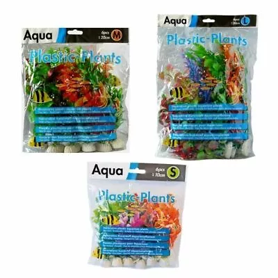 Superfish Aqua Plastic Plant Set Fish Tank Aquarium Decoration Artificial 6 Pcs • £5.56