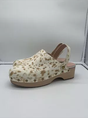 Women’s J. Crew Convertible-Strap Leather Clogs Natural Calf Hair Size 9 • $27.99