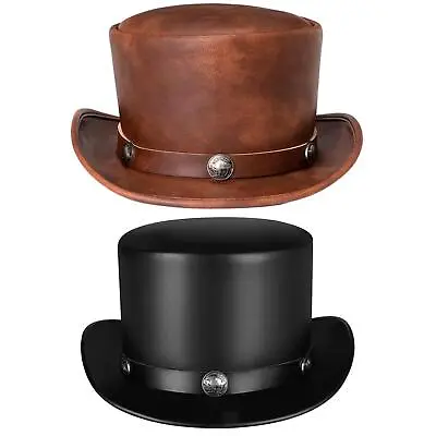 Unisex Magician Hat   Adults Stovepipe  Leather Dress Up For Party Fancy Dress • £14.40