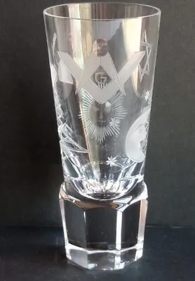 Masonic Freemason Firing Glass Crystal Hand Engraved Fluted Base • $65