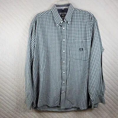 Cinch Shirt Adult XL Green Plaid Long Sleeve Button Up Western Casual Mens • $16.99