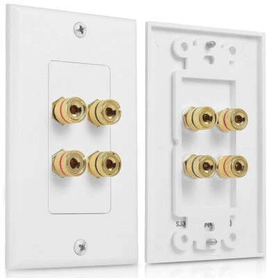 $10 • Buy Home Theater Surround Sound Speaker Wall Plate Banana Binding Bare Gold Plated