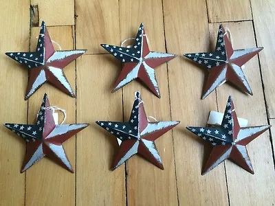 (Set Of 6) PATRIOTIC AMERICANA BARN STARS STAR 3.5  PRIMITIVE RUSTIC AMERICAN • $13.95