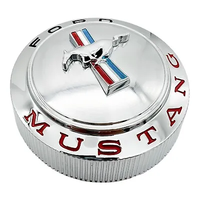 Chrome Pony Twist On Gas Fuel Cap W/ Cable For 1966 Ford Mustang • $75.99