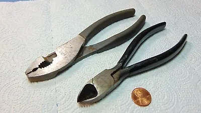 2 Vtg CRAFTSMAN Pliers USA 6-3/4  Slip Joint 6-1/4  Diagonal Cutters -Good Used • $13.95