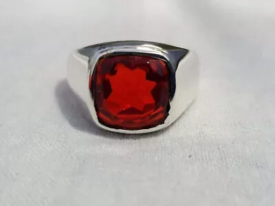 Solid 925 Sterling Silver Natural Red Garnet Gemstone Gift Men's Ring Size • $34.99