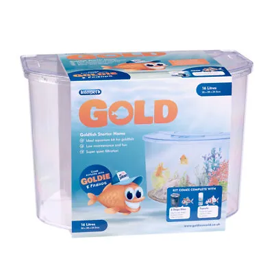 Interpet Goldfish Aquarium 16 Litres Fish Tank With CF1 Filter Pump Lid Curved • £19.99