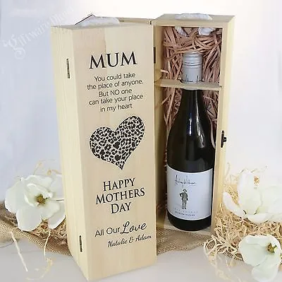 Mothers Day Personalised Wooden Wine Or Champagne Box Grandma Nan Gift Present • $39.95