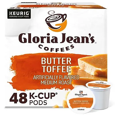 Gloria Jean's Butter Toffee Coffee Keurig K-Cup Pod Medium Roast 48 Count • $27.99