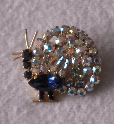 Unique Vintage Aurora Reflective Rhinestone Peacock Pin- Marked Austria • $25