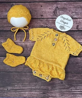 “Venice” Romper Set Knitting Pattern For Reborn Doll 16 -22” Or 0-3 Mth Old Baby • £5.30