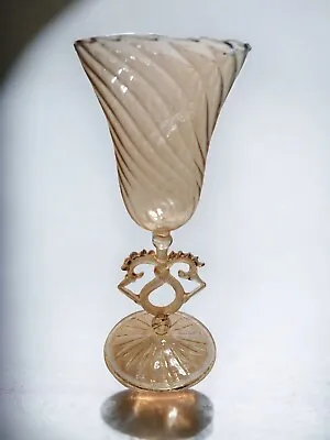 Blown Italian Venetian Murano Art Studio Glass Chalice Stemware Goblet Flute • $189.99