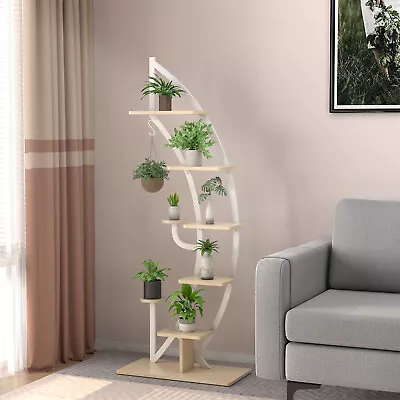 6 Tier Potted Metal Plant Stand Rack Curved Stand Holder Display Shelf • $64.99