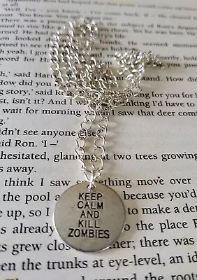 Keep Calm And Kill Zombies Silver Plated Necklace • £5.50
