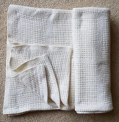  100% Cotton Baby Cellular Blanket Crib Pram Cot Mamas & Papas W 100 L 150 Large • £15.50