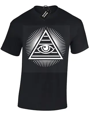 Illuminati Mens T Shirt Pyramid Eye Mason All Seeing Disobey New World S - 5xl • £7.99