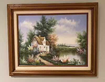 Impressionist Painting Oil On Canvas Countryside Landscape Cottage Signed Marten • $150