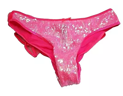 Victorias Secret Cheekini Bikini Panty Sequins Ruffles Pink Size S/P NWT  • $24