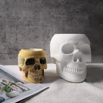 Big Skull Cement Pot Mold DIY Concrete Flower Silicone Planter Mould Pottery • $69.99