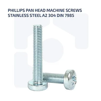 M5 X 25mm Phillips Pan Head Screws Machine Screws A2 Stainless Steel - Din Jh336 • £1.28