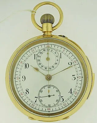 Swiss Quarter Repeater 18k Yellow Gold Open Face Pocket Watch 52mm White • $3729
