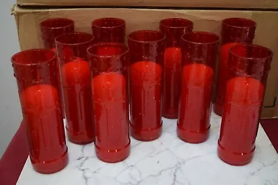 Set Of (10) 5 Day Votive Stand Candles In Red Plastic Bottles (#534) Chalice Co. • $43