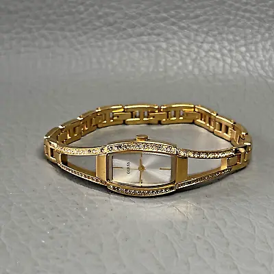 Guess Watch Women Gold Tone Pave Rhinestone Rectangle Dial 17mm Case 7  Band • $32.90