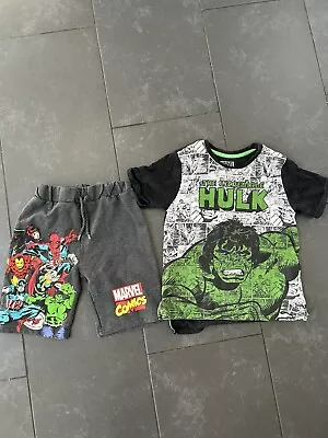 £0.99 • Buy Boys Hulk T-Shirt And Marvel Shorts Age 7 Years