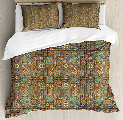 Moroccan Duvet Cover Set With Pillow Shams Eastern Old Folkloric Print • $99.99