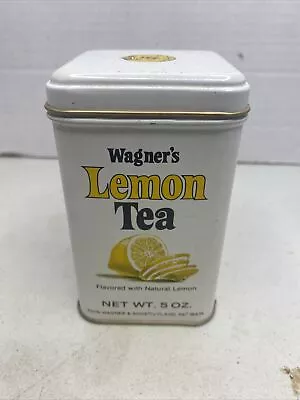 VINTAGE KITCHEN 4 1/4  HIGH WAGNER'S LEMON TEA  METAL TIN CAN Inside Lid See Pic • $19.99