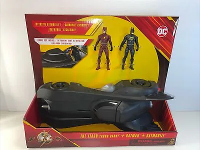 (NEW) DC The Flash Young Barry Batman Batmobile 3 Pack Spin Master 4” Inch 2023 • $24