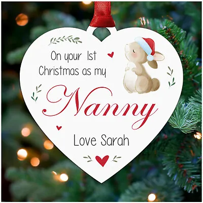 1st First Christmas As Nanny Nanna Grandma Babys First Christmas Wood Heart Gift • £6.99