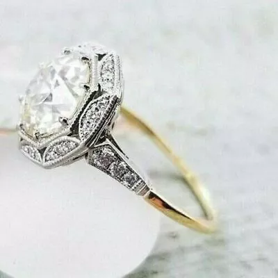 Art Deco 2.66 Cts Round Cut Lab Created Diamond Vintage Engagement Wedding Ring • $128.10