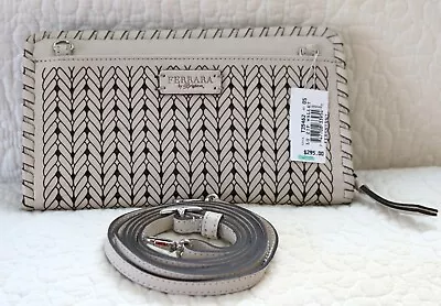 Brighton FERRARA SANTORINI NWT $295 White Leather Large Wallet Crossbody • $110