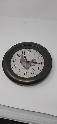 Chicken Wall Clock Benrus Brand With Picture Of Rooster On The Front Black Rim • $20