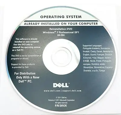 $10.76 • Buy Dell Reinstallation/Recovery DVD Windows 7 Pro SP1 64-Bit - German + Multilingual